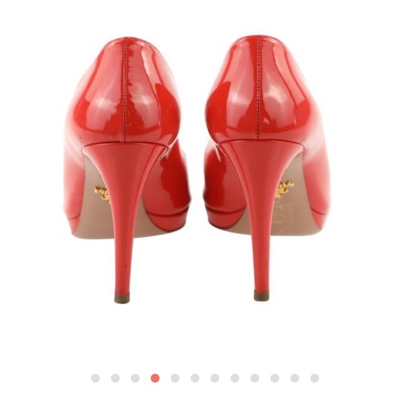 Prada Red Peep Toe Pumps Size EU 39.5 - Picture 4 of 16